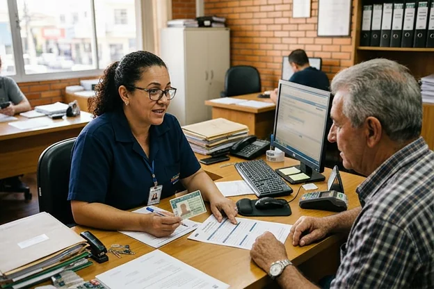 Despachante orientando cliente sobre a renovação da CNH em Foz do Iguaçu.